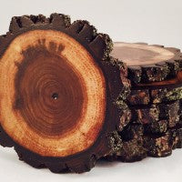 Rare Walnut Tree Wood Coasters with Bark (4-Pack)