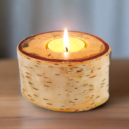 Birch Wood Tealight Candle Holder