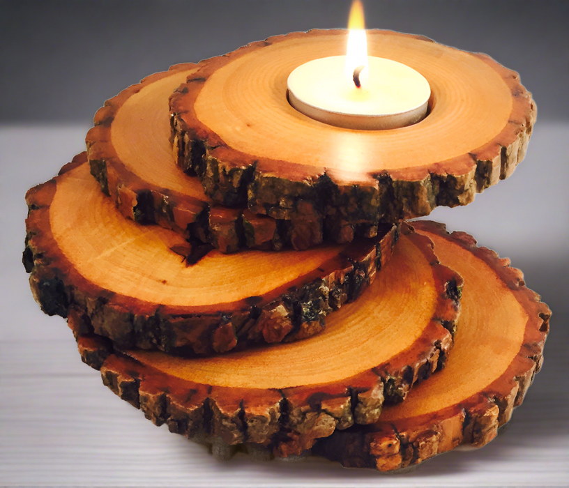 Spiral Tiered Tea Light Wood Candle Holder