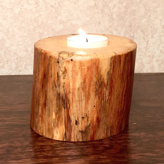 Barkless Wood Candle Holder