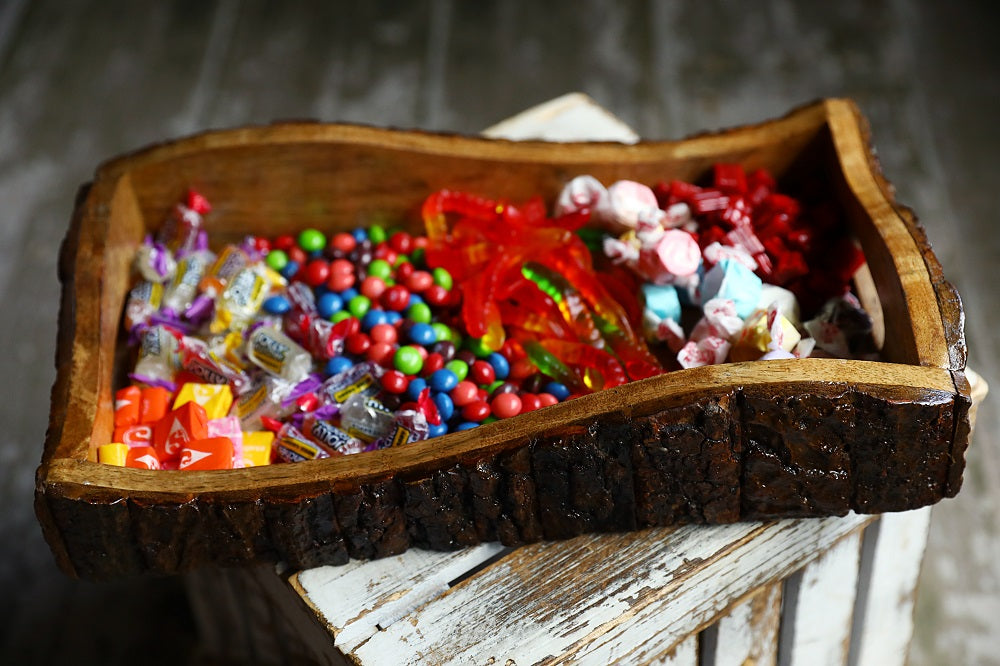 Rustic Curved Wood Timber Serving Tray with Handles