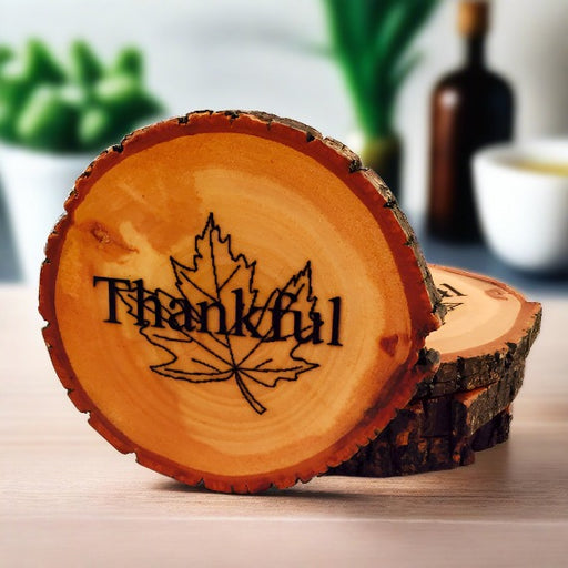 Thankful Tree Wood Drink Coasters