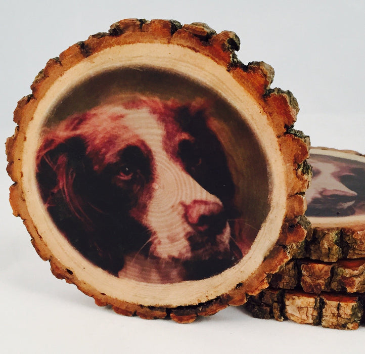 Customizable Tree Wood Coasters with Bark