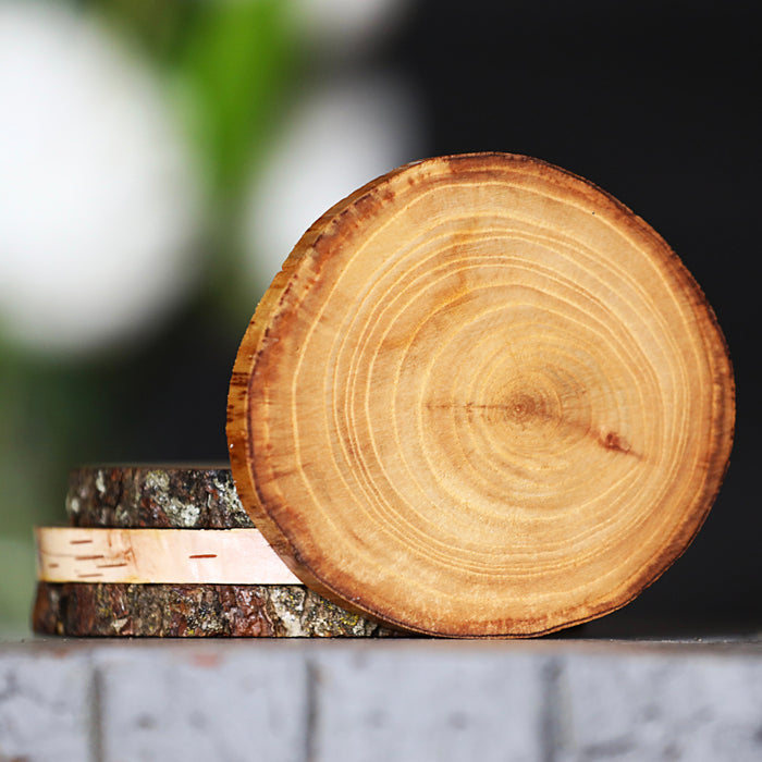 Variety Pack Natural Tree Wood Coasters with Bark