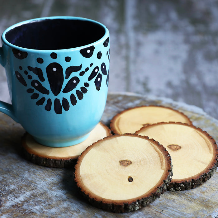 Natural Tree Wood Coasters with Bark (4-Pack)