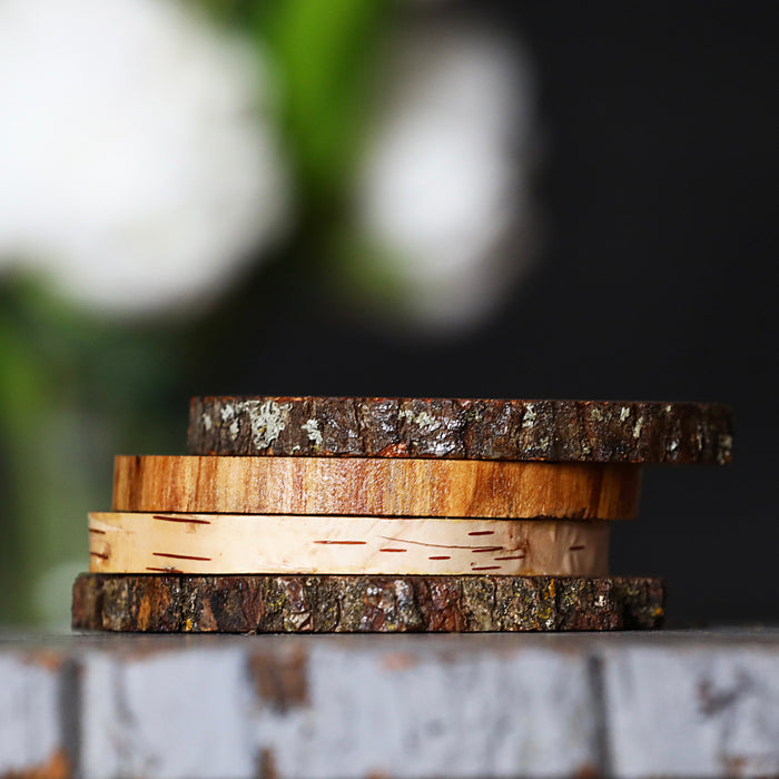 Variety Pack Natural Tree Wood Coasters with Bark