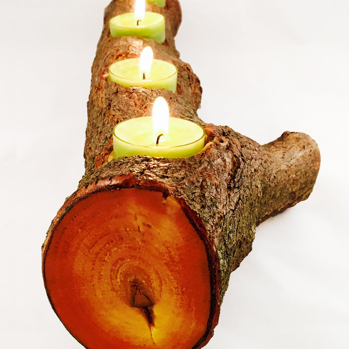 Full Log Branch Candle Holder