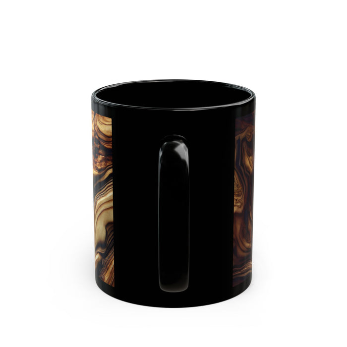 Christian Wooden Cross Black Mug, Jerusalem Olive Wood Grain Ceramic Cup, Religious Gift, Coffee or Tea Mugs, Christian Decor & Kitchenware