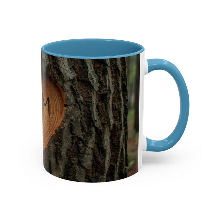 Personalized Tree Heart Engraved Wood Grain Mug with Custom Couples Initials | Rustic Wood Gifts | Anniversary Gift | Accent Coffee Mug 11oz