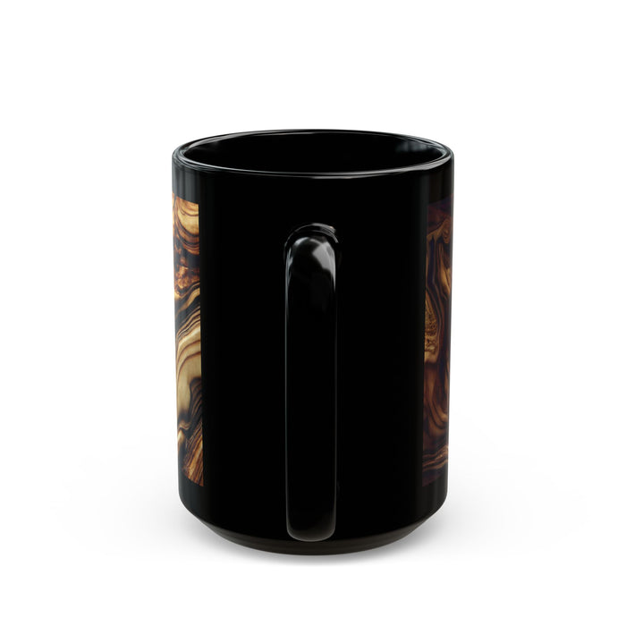 Christian Wooden Cross Black Mug, Jerusalem Olive Wood Grain Ceramic Cup, Religious Gift, Coffee or Tea Mugs, Christian Decor & Kitchenware