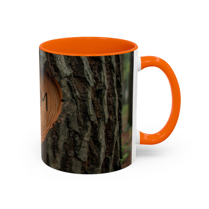 Personalized Tree Heart Engraved Wood Grain Mug with Custom Couples Initials | Rustic Wood Gifts | Anniversary Gift | Accent Coffee Mug 11oz