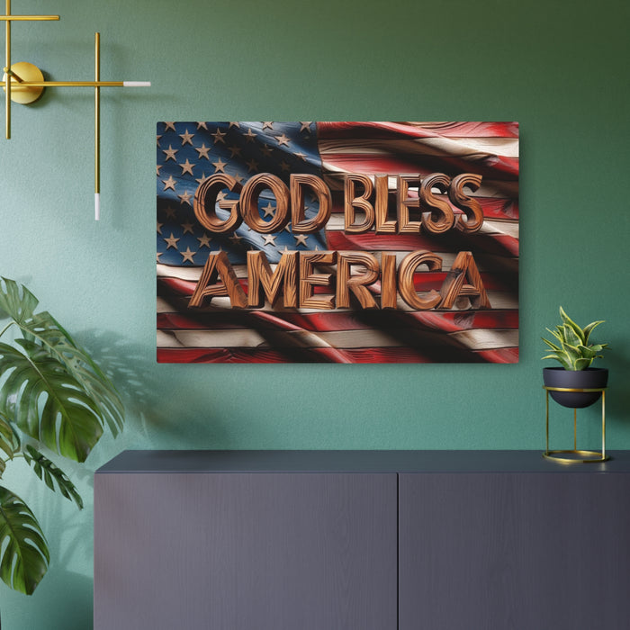 Wood Carved American Flag Metal Art Sign - Rustic Home Decor, Patriotic Wall Art, Gift for Veterans, 4th of July Decoration, Americana Decor