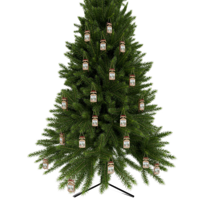 Ornament, Personalized Sled Christmas Ornament, Holiday Decor, Family Name Ornament, Snowy Church Scene, Christmas Tree Decoration