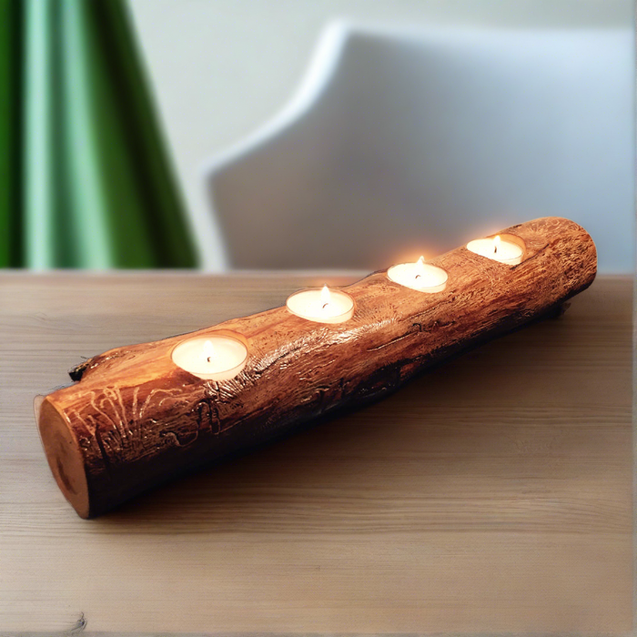 Barkless Wood Branch Candle Holder