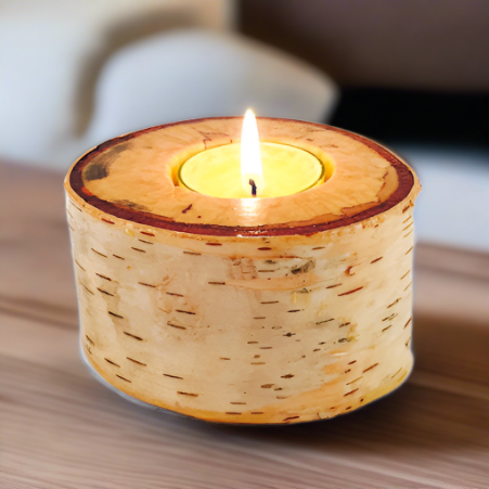 Birch Wood Tealight Candle Holder