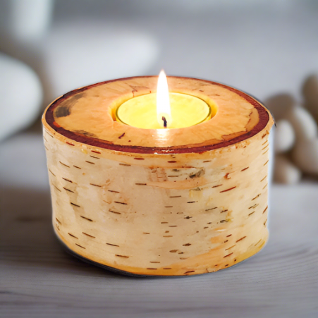 Birch Wood Tealight Candle Holder