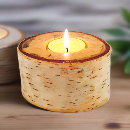 Birch Wood Tealight Candle Holder
