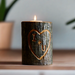 Custom Carved Initials Wood Heart Tealight or Votive Candle Holder | Personalize Any Initials Burned In Wood