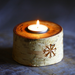 White Birch Wood Snowflake Candle Holder