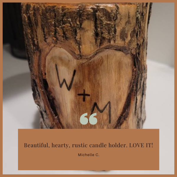 Custom Etched Initials Wood Heart Tealight or Votive Candle Holder