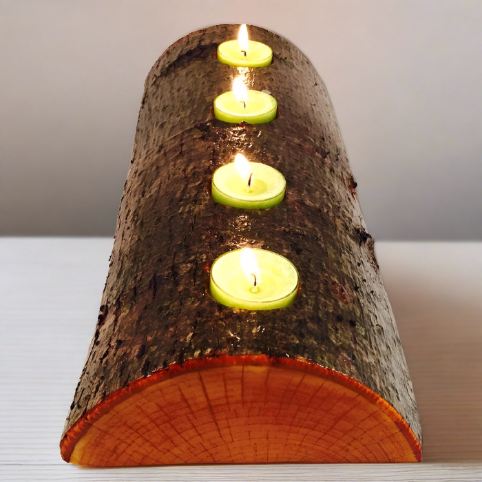 Half Log Candle Holder