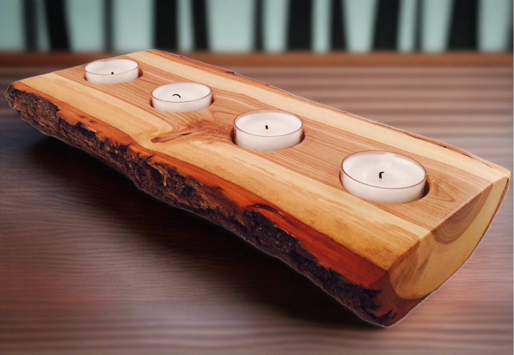 Half Log Candle Holder