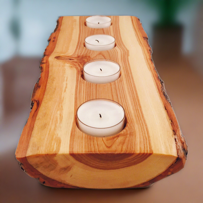 Half Log Candle Holder