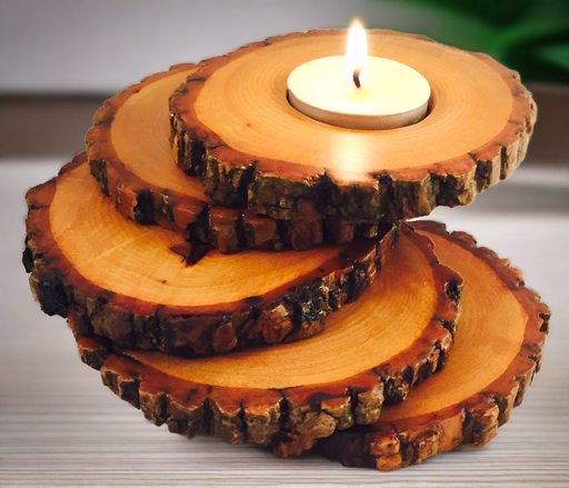 Spiral Tiered Tea Light Wood Candle Holder