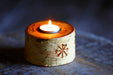 White Birch Wood Snowflake Candle Holders