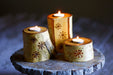 White Birch Wood Snowflake Candle Holders