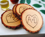 Heart Engraved Natural Wood Coasters