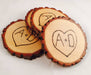 Heart Engraved Natural Wood Coasters