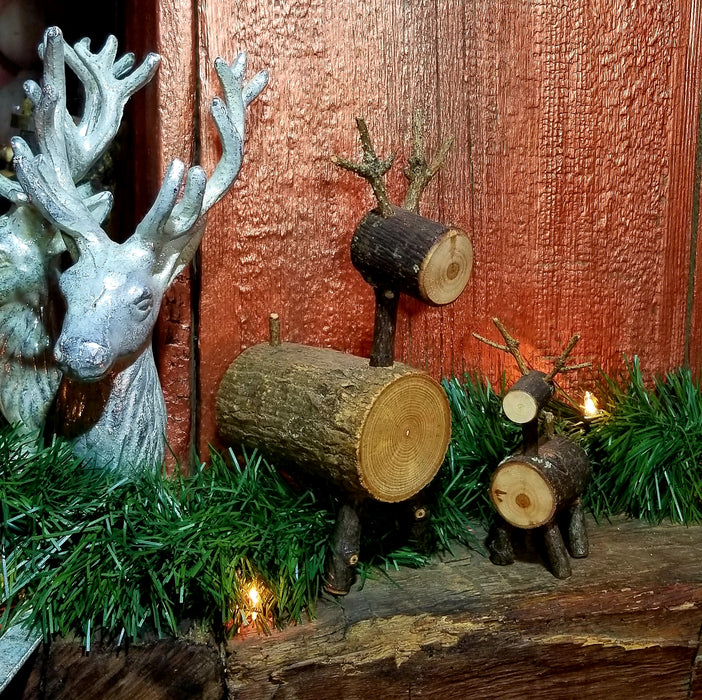 Wood Deer Decoration, Rustic Table Top Wood Deer, Handmade Wood Deer Home Decor, Holiday Wood Deer, Tree Wood Deer With Antlers