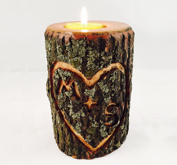 Heart Wood Candle Holder