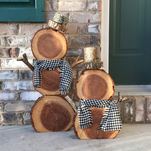 Tree Wood Snowman Pair