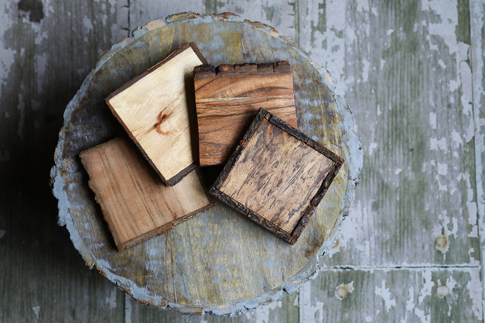 Natural Wood Coasters | With Bark | Tree Wood | ManMadeWoods — ManMade ...
