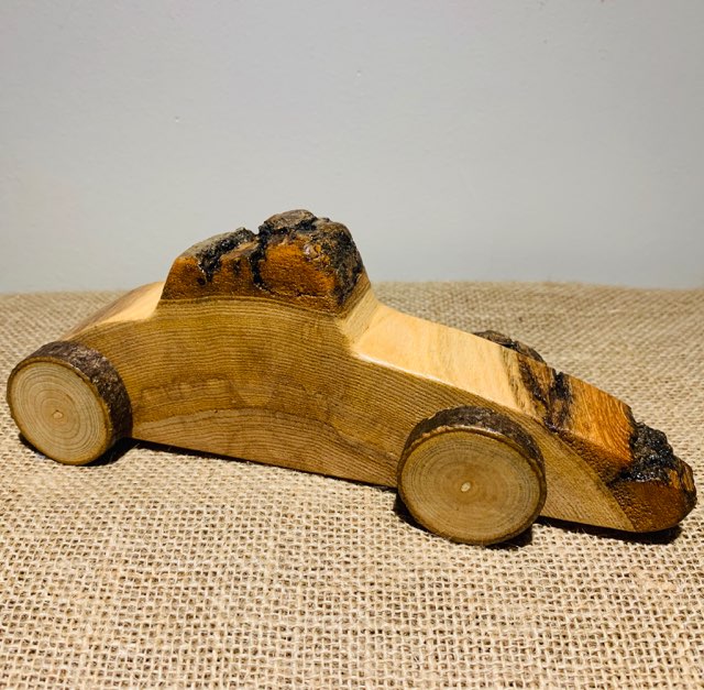 Tree Wood Toy Car with Moving Wheels Kids Toys Handmade