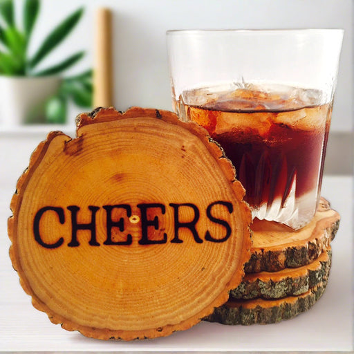 Cheers Wood Drink Coasters
