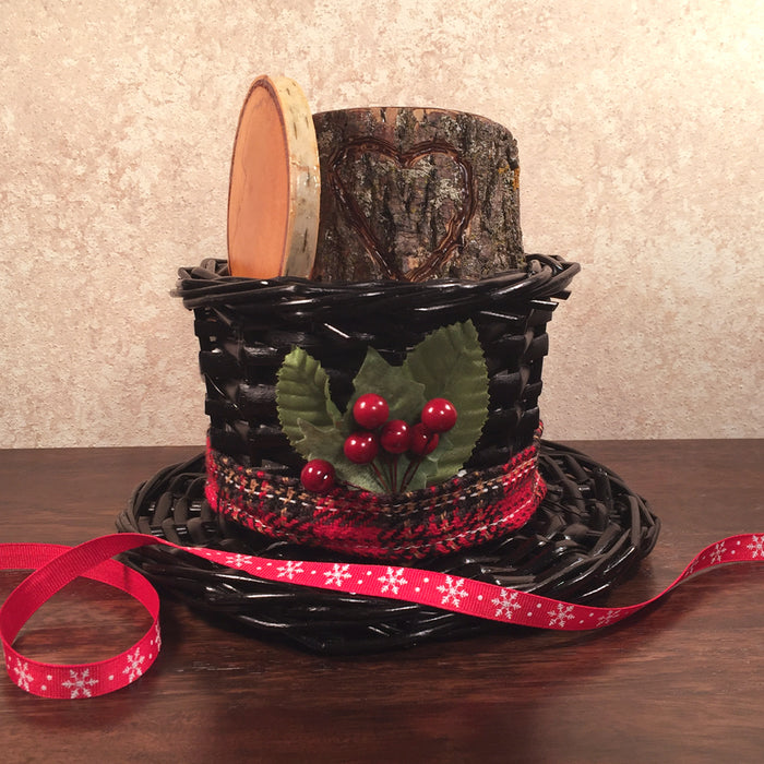 Holiday Wood Gift Basket Wood Candle and Coaster ManMadeWoods