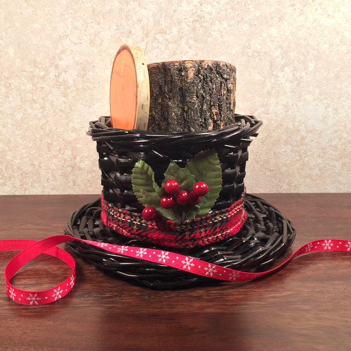 Holiday Wood Gift Basket Wood Candle and Coaster ManMadeWoods