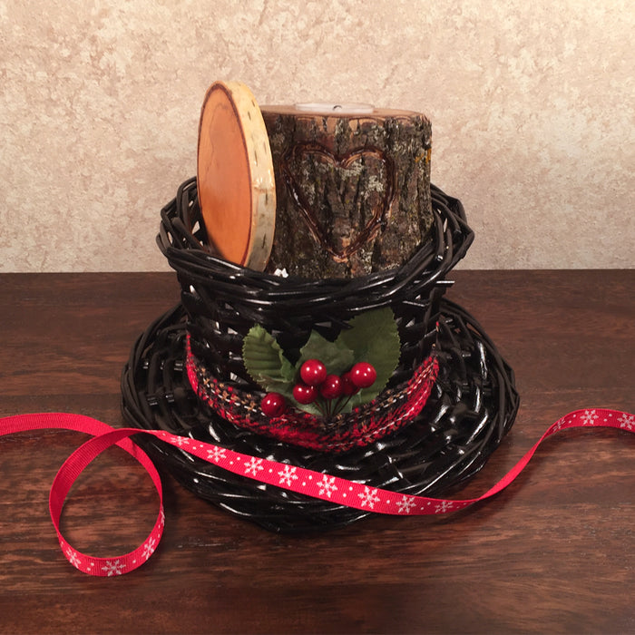 Holiday Wood Gift Basket Wood Candle and Coaster ManMadeWoods