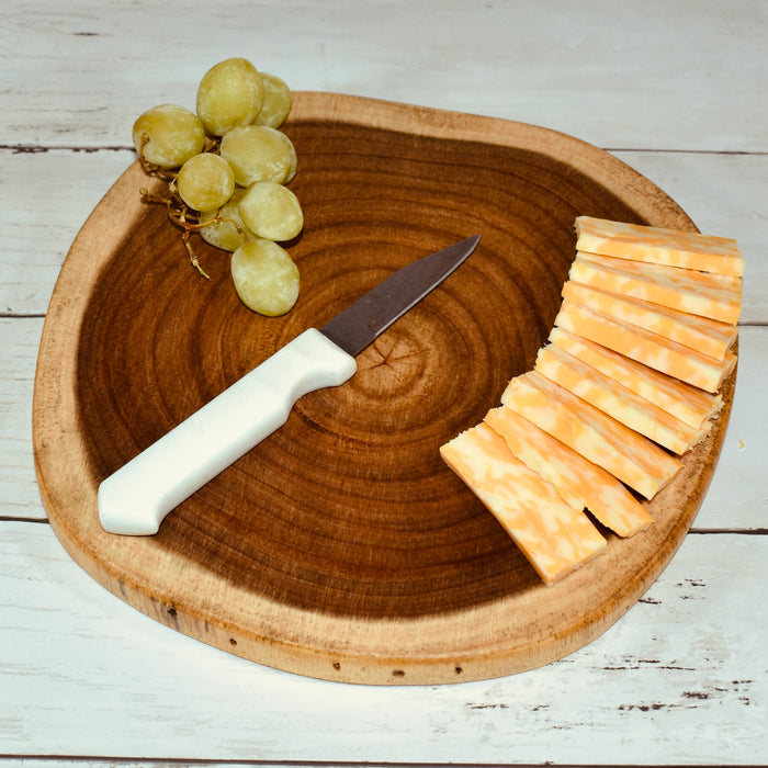 Barkless Round Tree Wood Cutting Board & Wood Serving Tray