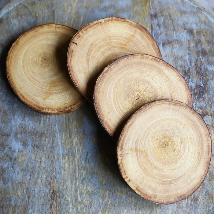 Barkless Natural Tree Wood Coasters (4-Pack)