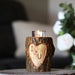 Custom Etched Initials Wood Heart Tealight or Votive Candle Holder | Personalize Your Initials Burned In Wood | 5th Wood Anniversary Gift