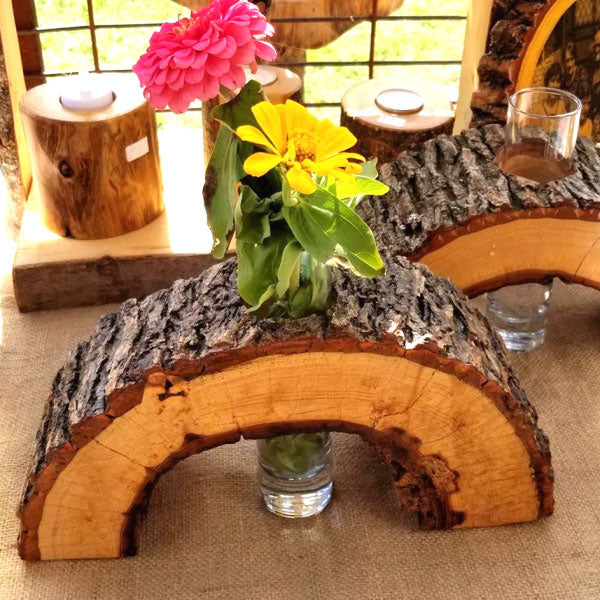 Hollow Half Log Vase Holder, Glass Flower Vase Holder